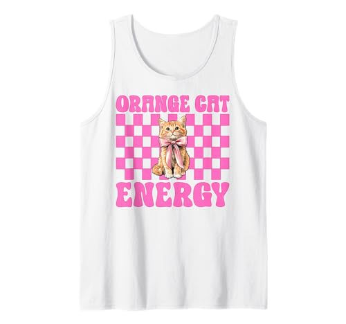 Orange Cat Energy Tabby Cat Girl Cat Mom Kokette Bogen Tank Top von Womens Pink Coquette Bow Orange Tabby Cat Gifts