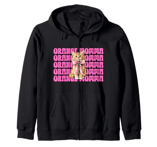Orange Momma Orange Cat Tabby Cat Mom Mama Muttertag Kapuzenjacke von Womens Pink Coquette Bow Orange Tabby Cat Gifts