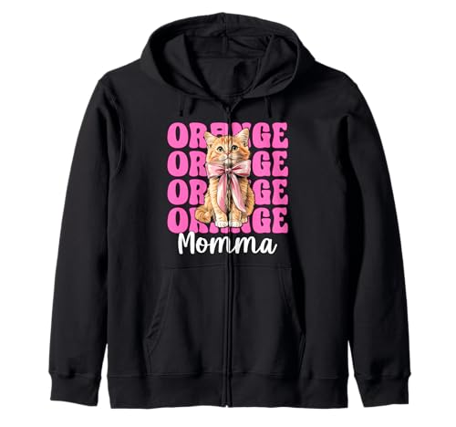 Orange Momma Orange Cat Tabby Cat Mom Mama Muttertag Kapuzenjacke von Womens Pink Coquette Bow Orange Tabby Cat Gifts