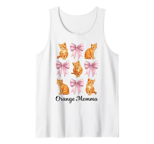 Orange Momma Orange Cat Tabby Cat Mom Mama Muttertag Tank Top von Womens Pink Coquette Bow Orange Tabby Cat Gifts