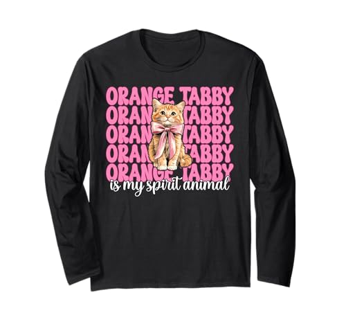 Orange Tabby is My Spirit Animal Orange Katze Tabby Cat Girl Langarmshirt von Womens Pink Coquette Bow Orange Tabby Cat Gifts
