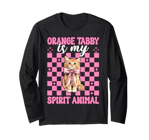 Orange Tabby is My Spirit Animal Orange Katze Tabby Cat Girl Langarmshirt von Womens Pink Coquette Bow Orange Tabby Cat Gifts