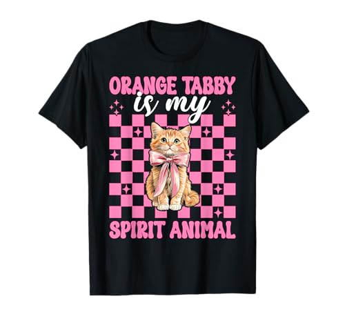Orange Tabby is My Spirit Animal Orange Katze Tabby Cat Girl T-Shirt von Womens Pink Coquette Bow Orange Tabby Cat Gifts