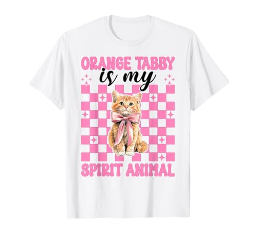 Orange Tabby is My Spirit Animal Orange Katze Tabby Cat Girl T-Shirt von Womens Pink Coquette Bow Orange Tabby Cat Gifts