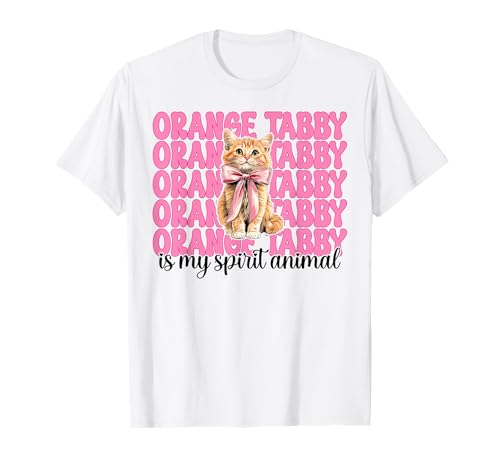 Orange Tabby is My Spirit Animal Orange Katze Tabby Cat Girl T-Shirt von Womens Pink Coquette Bow Orange Tabby Cat Gifts