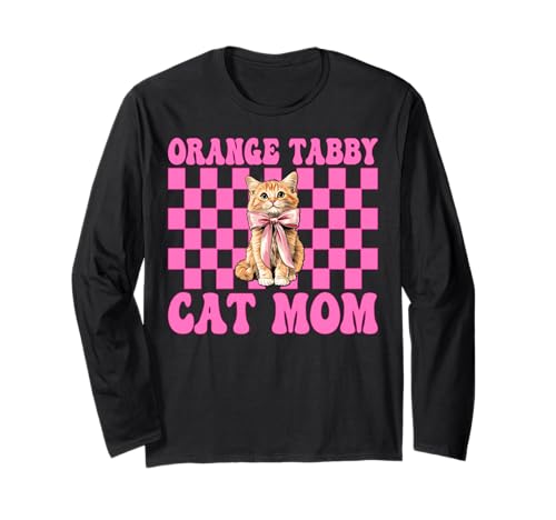 Orange getigerte Katze Mama Mama Muttertag Kokette Schleife Langarmshirt von Womens Pink Coquette Bow Orange Tabby Cat Gifts