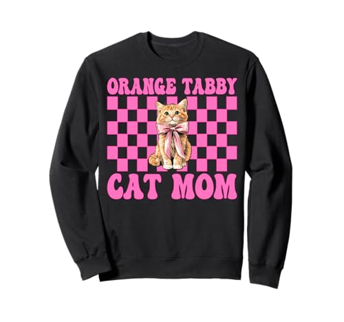 Orange getigerte Katze Mama Mama Muttertag Kokette Schleife Sweatshirt von Womens Pink Coquette Bow Orange Tabby Cat Gifts