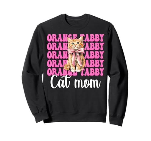 Orange getigerte Katze Mama Mama Muttertag Kokette Schleife Sweatshirt von Womens Pink Coquette Bow Orange Tabby Cat Gifts