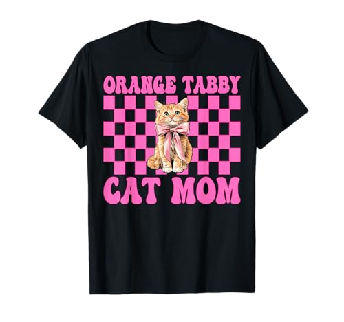 Orange getigerte Katze Mama Mama Muttertag Kokette Schleife T-Shirt von Womens Pink Coquette Bow Orange Tabby Cat Gifts
