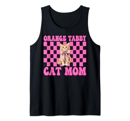 Orange getigerte Katze Mama Mama Muttertag Kokette Schleife Tank Top von Womens Pink Coquette Bow Orange Tabby Cat Gifts