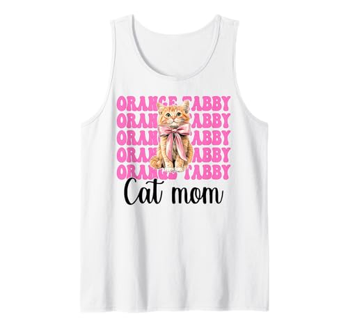 Orange getigerte Katze Mama Mama Muttertag Kokette Schleife Tank Top von Womens Pink Coquette Bow Orange Tabby Cat Gifts
