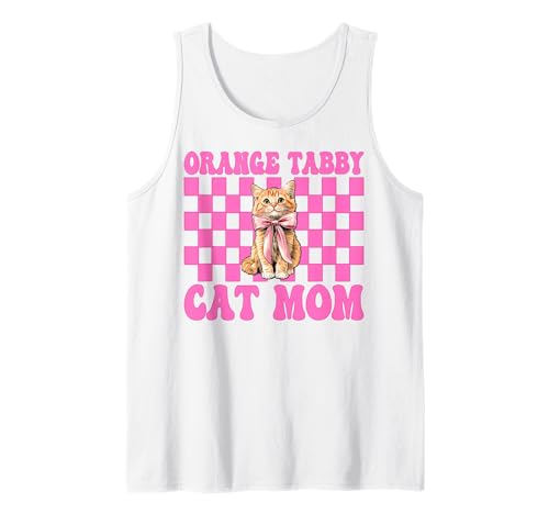 Orange getigerte Katze Mama Mama Muttertag Kokette Schleife Tank Top von Womens Pink Coquette Bow Orange Tabby Cat Gifts
