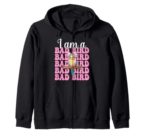 I Am A Bad Bird Lustiger Sittich Wellensittich Papagei Mädchen Mama Kapuzenjacke von Womens Pink Coquette Bow Parakeet Budgie Gifts