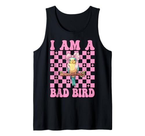 I Am A Bad Bird Lustiger Sittich Wellensittich Papagei Mädchen Mama Tank Top von Womens Pink Coquette Bow Parakeet Budgie Gifts