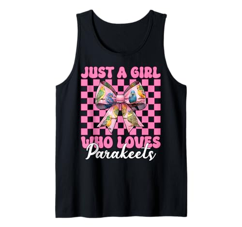 Just A Girl Who Loves Sittiche Sittich Mädchen Wellensittiche Papagei Tank Top von Womens Pink Coquette Bow Parakeet Budgie Gifts