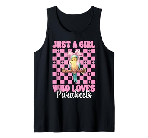 Just A Girl Who Loves Sittiche Sittich Mädchen Wellensittiche Papagei Tank Top von Womens Pink Coquette Bow Parakeet Budgie Gifts