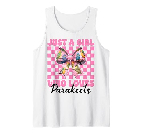 Just A Girl Who Loves Sittiche Sittich Mädchen Wellensittiche Papagei Tank Top von Womens Pink Coquette Bow Parakeet Budgie Gifts