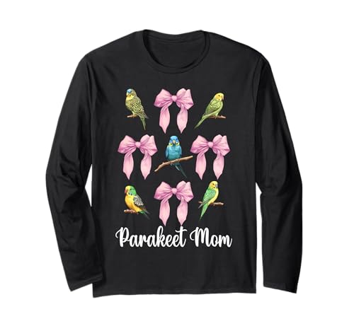 Sittich Mama Wellensittich Papagei Muttertag Kokette Schleife Langarmshirt von Womens Pink Coquette Bow Parakeet Budgie Gifts