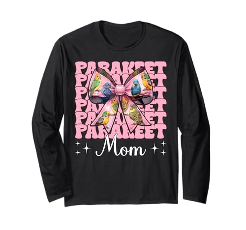 Sittich Mama Wellensittich Papagei Muttertag Kokette Schleife Langarmshirt von Womens Pink Coquette Bow Parakeet Budgie Gifts