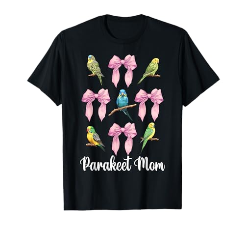Sittich Mama Wellensittich Papagei Muttertag Kokette Schleife T-Shirt von Womens Pink Coquette Bow Parakeet Budgie Gifts