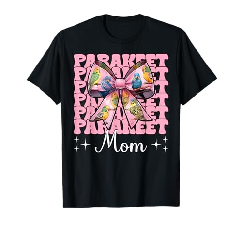 Sittich Mama Wellensittich Papagei Muttertag Kokette Schleife T-Shirt von Womens Pink Coquette Bow Parakeet Budgie Gifts