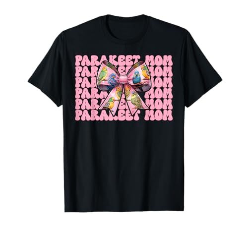 Sittich Mama Wellensittich Papagei Muttertag Kokette Schleife T-Shirt von Womens Pink Coquette Bow Parakeet Budgie Gifts
