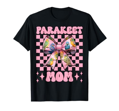 Sittich Mama Wellensittich Papagei Muttertag Kokette Schleife T-Shirt von Womens Pink Coquette Bow Parakeet Budgie Gifts
