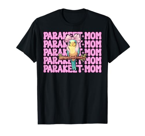 Sittich Mama Wellensittich Papagei Muttertag Kokette Schleife T-Shirt von Womens Pink Coquette Bow Parakeet Budgie Gifts