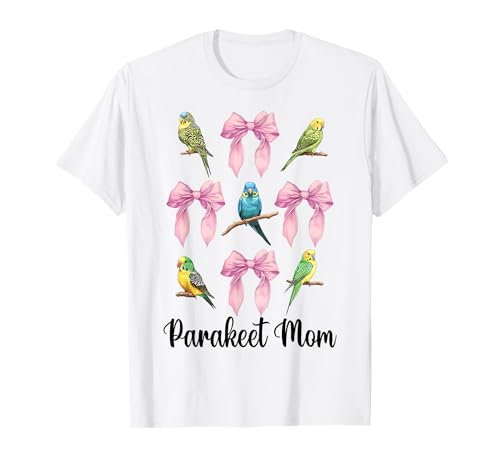 Sittich Mama Wellensittich Papagei Muttertag Kokette Schleife T-Shirt von Womens Pink Coquette Bow Parakeet Budgie Gifts