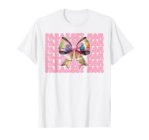 Sittich Mama Wellensittich Papagei Muttertag Kokette Schleife T-Shirt von Womens Pink Coquette Bow Parakeet Budgie Gifts