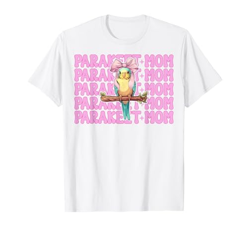 Sittich Mama Wellensittich Papagei Muttertag Kokette Schleife T-Shirt von Womens Pink Coquette Bow Parakeet Budgie Gifts