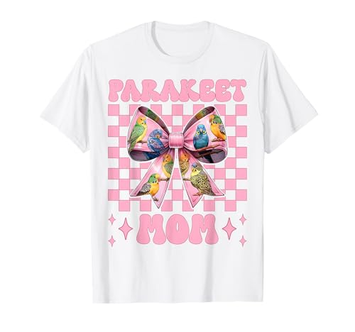 Sittich Mama Wellensittich Papagei Muttertag Kokette Schleife T-Shirt von Womens Pink Coquette Bow Parakeet Budgie Gifts