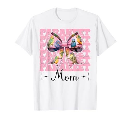 Sittich Mama Wellensittich Papagei Muttertag Kokette Schleife T-Shirt von Womens Pink Coquette Bow Parakeet Budgie Gifts