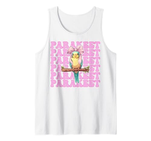 Sittich Wellensittich Papagei Mädchen Mama Rosa Kokette Schleife Tank Top von Womens Pink Coquette Bow Parakeet Budgie Gifts
