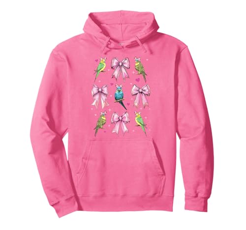 Sittich Wellensittich Wellensittich Papagei Mädchen Kokette Schleife Rosa Mama Pullover Hoodie von Womens Pink Coquette Bow Parakeet Budgie Gifts