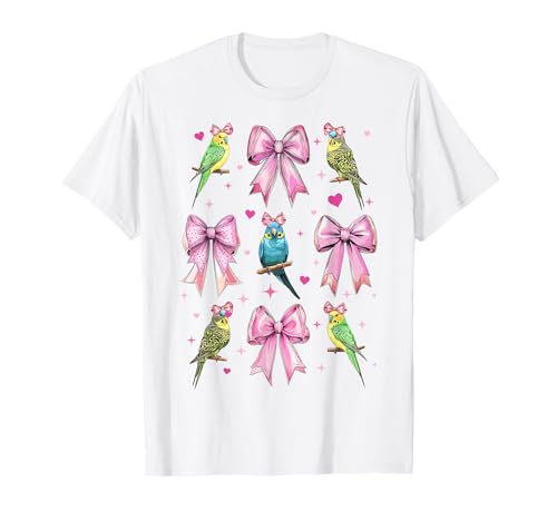 Sittich Wellensittich Wellensittich Papagei Mädchen Kokette Schleife Rosa Mama T-Shirt von Womens Pink Coquette Bow Parakeet Budgie Gifts