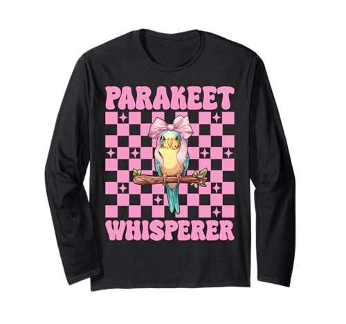 Sittichflüsterer Wellensittich Papagei Mädchen Mama Kokette Schleife Langarmshirt von Womens Pink Coquette Bow Parakeet Budgie Gifts