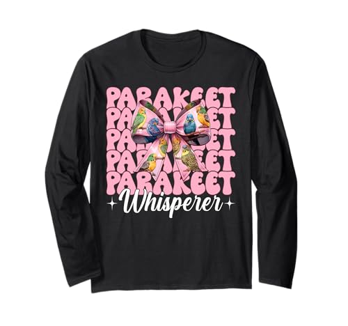 Sittichflüsterer Wellensittich Papagei Mädchen Mama Kokette Schleife Langarmshirt von Womens Pink Coquette Bow Parakeet Budgie Gifts