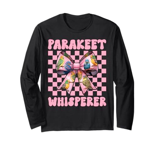 Sittichflüsterer Wellensittich Papagei Mädchen Mama Kokette Schleife Langarmshirt von Womens Pink Coquette Bow Parakeet Budgie Gifts