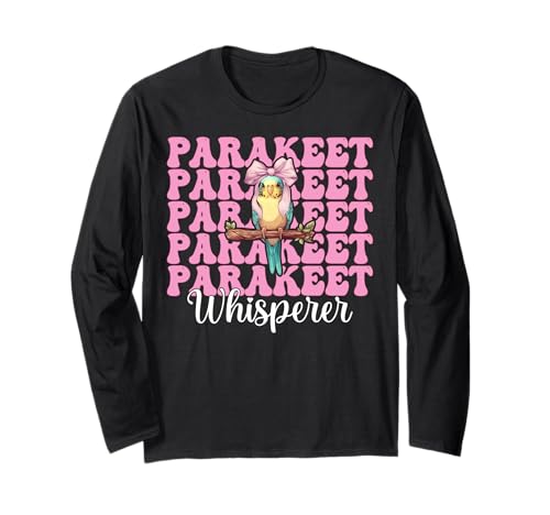 Sittichflüsterer Wellensittich Papagei Mädchen Mama Kokette Schleife Langarmshirt von Womens Pink Coquette Bow Parakeet Budgie Gifts
