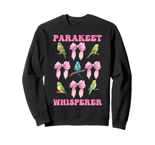 Sittichflüsterer Wellensittich Papagei Mädchen Mama Kokette Schleife Sweatshirt von Womens Pink Coquette Bow Parakeet Budgie Gifts
