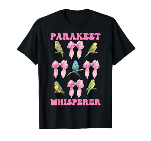 Sittichflüsterer Wellensittich Papagei Mädchen Mama Kokette Schleife T-Shirt von Womens Pink Coquette Bow Parakeet Budgie Gifts