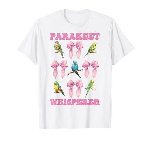 Sittichflüsterer Wellensittich Papagei Mädchen Mama Kokette Schleife T-Shirt von Womens Pink Coquette Bow Parakeet Budgie Gifts