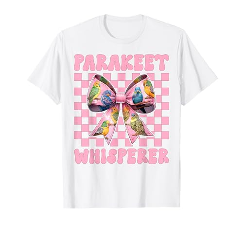 Sittichflüsterer Wellensittich Papagei Mädchen Mama Kokette Schleife T-Shirt von Womens Pink Coquette Bow Parakeet Budgie Gifts
