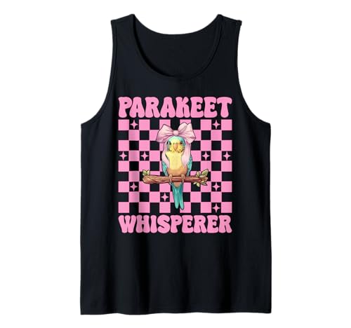 Sittichflüsterer Wellensittich Papagei Mädchen Mama Kokette Schleife Tank Top von Womens Pink Coquette Bow Parakeet Budgie Gifts