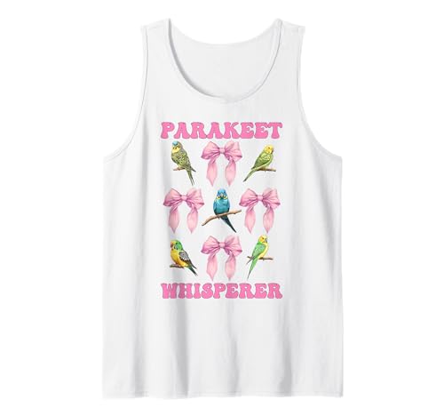 Sittichflüsterer Wellensittich Papagei Mädchen Mama Kokette Schleife Tank Top von Womens Pink Coquette Bow Parakeet Budgie Gifts