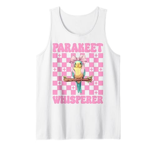Sittichflüsterer Wellensittich Papagei Mädchen Mama Kokette Schleife Tank Top von Womens Pink Coquette Bow Parakeet Budgie Gifts