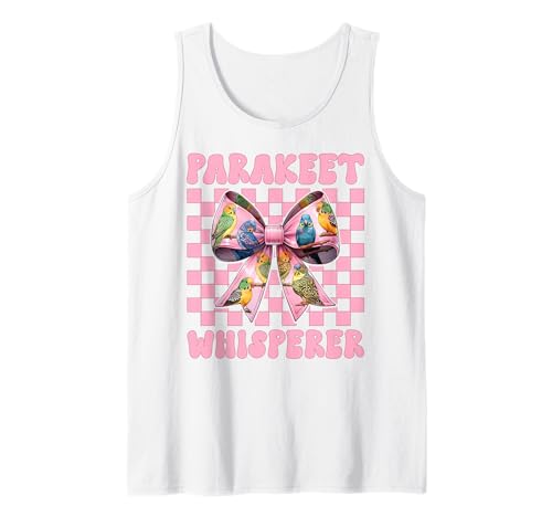 Sittichflüsterer Wellensittich Papagei Mädchen Mama Kokette Schleife Tank Top von Womens Pink Coquette Bow Parakeet Budgie Gifts