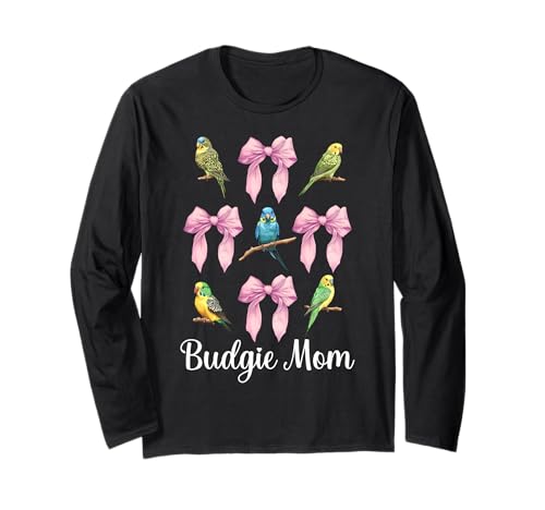 Wellensittich Mama Papagei Muttertag Kokette Schleife Langarmshirt von Womens Pink Coquette Bow Parakeet Budgie Gifts