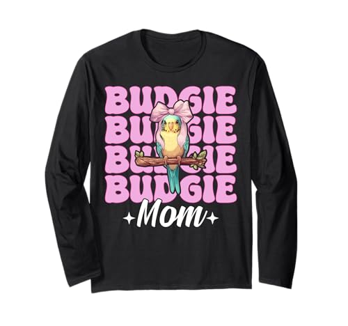 Wellensittich Mama Papagei Muttertag Kokette Schleife Langarmshirt von Womens Pink Coquette Bow Parakeet Budgie Gifts